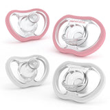 Nanobébé US Pink & White Active Pacifier - 4m+ Silicone Pacifier, 4-pack