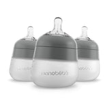 Nanobébé US Gray / 3-Pack / 5 oz. Flexy Silicone Baby Bottle - 5oz & 9oz